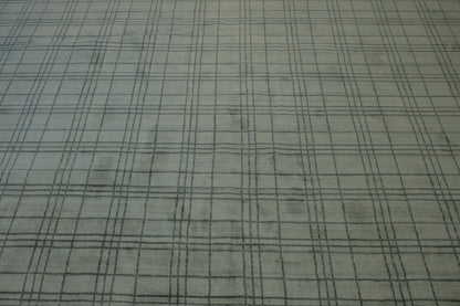 Modern Small Block Design Wool Handloom 12.1x14.10 -w2129