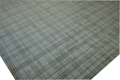 Modern Small Block Design Wool Handloom 12.1x14.10 -w2129