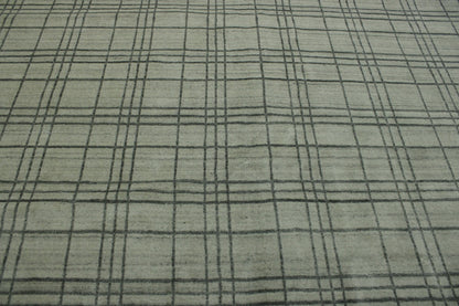 Modern Small Block Design Wool Handloom 12.1x14.10 -w2129