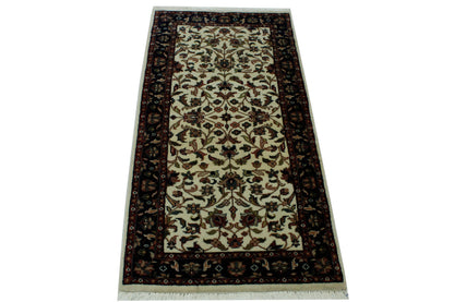 Traditional Indo Kashan Wool Hand Knotted Rug 2x4 - w2175