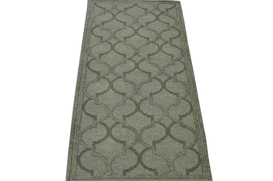 Modern Gemotrical Design Wool Hand Knotted Rug 2x4 - w5002