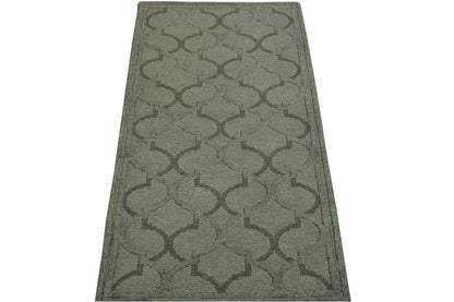 Modern Gemotrical Design Wool Hand Knotted Rug 2x4 - w5002