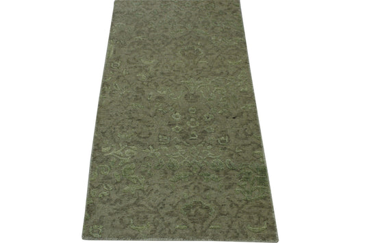 Transistional Abstract Broken Design Wool/Silk Hand Knotted Rug 2x4 - w2043