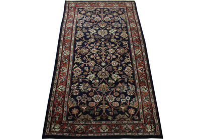 Traditional Indo Kashan Wool Hand Knotted Rug 2x4 - w2173