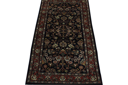 Traditional Indo Kashan Wool Hand Knotted Rug 2x4 - w2173