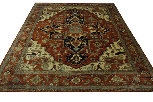 Traditional Antiquewash Sherapi Wool Hand Knotted Rug 11.9x14.8 -w20110