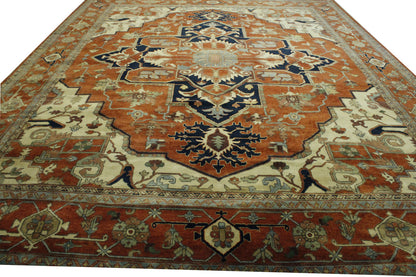 Traditional Antiquewash Sherapi Wool Hand Knotted Rug 11.9x14.8 -w20110