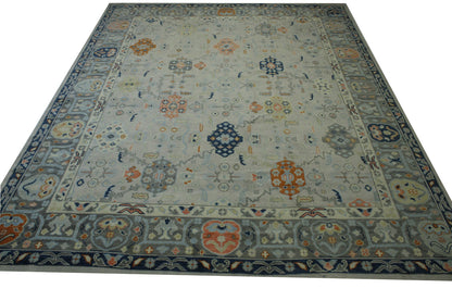 Oushak Colorful Tribal Wool Hand Knotted Rug 11.9x14.7 -w20184
