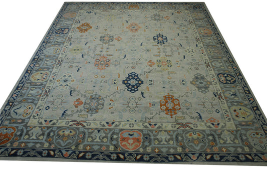 Oushak Colorful Tribal Wool Hand Knotted Rug 11.9x14.7 -w20184