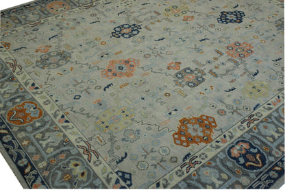 Oushak Colorful Tribal Wool Hand Knotted Rug 11.9x14.7 -w20184