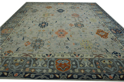 Oushak Colorful Tribal Wool Hand Knotted Rug 11.9x14.7 -w20184