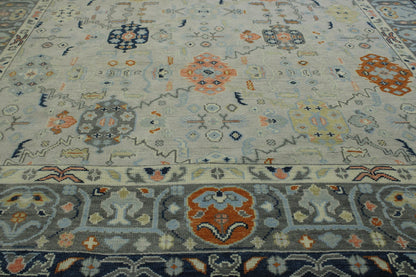 Oushak Colorful Tribal Wool Hand Knotted Rug 11.9x14.7 -w20184