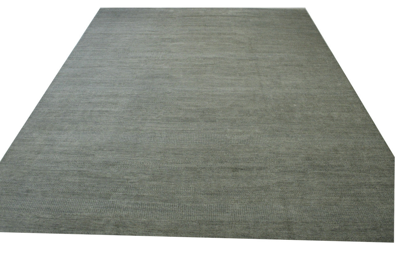 Transistional Grass Design Wool Hand Knotted Rug 12.1x14.11 -w2115