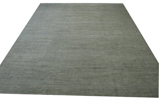 Transistional Grass Design Wool Hand Knotted Rug 12.1x14.11 -w2115
