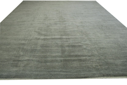 Transistional Grass Design Wool Hand Knotted Rug 12.1x14.11 -w2115