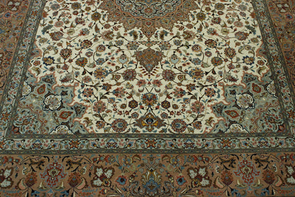 Traditional Fine Qum Wool Hand Knotted Rug 13.0x9.9 -w5017