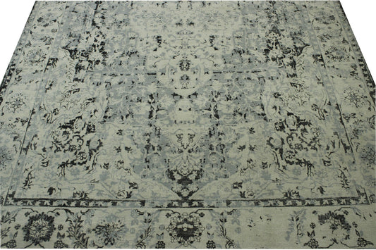 Transitional Grass Design Wool Hand Knotted Rug 9.1x14.5 -w2069