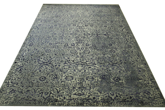 Transitional Abstract Broken Design Wool Hand Knotted Rug 10.2x14.3 -w2068