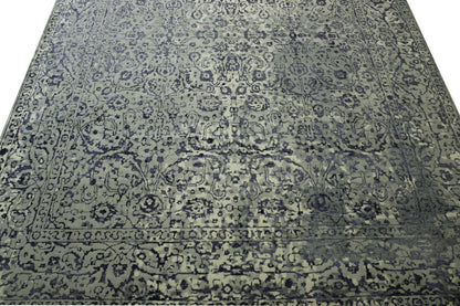 Transitional Abstract Broken Design Wool Hand Knotted Rug 10.2x14.3 -w2068