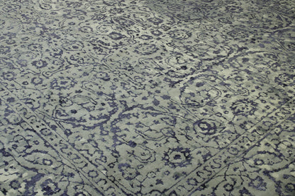 Transitional Abstract Broken Design Wool Hand Knotted Rug 10.2x14.3 -w2068