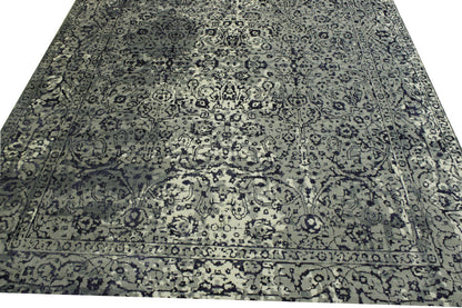 Transitional Abstract Broken Design Wool Hand Knotted Rug 10.2x14.3 -w2068