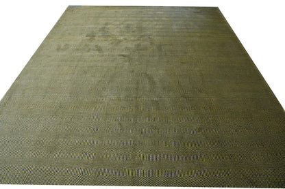 Modern Grass Design Wool Hand Loom Rug 10x13.9 -w2136
