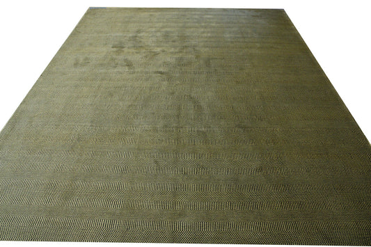 Modern Grass Design Wool Hand Loom Rug 10x13.9 -w2136