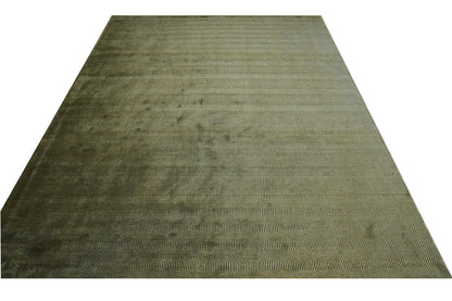 Modern Grass Design Wool Hand Loom Rug 10x13.9 -w2136