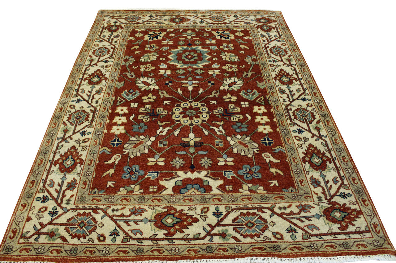 Tribal Heriz Design Wool Hand Knotted Rug 5.0X8.0 - W20096