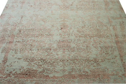 Transitional Abstract Broken Design Wool Hand Knotted Rug 10.0x14.0 -w20165