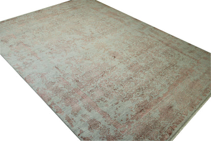 Transitional Abstract Broken Design Wool Hand Knotted Rug 10.0x14.0 -w20165