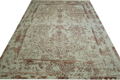 Transitional Abstract Broken Design Wool Hand Knotted Rug 10.0x14.0 -w20165