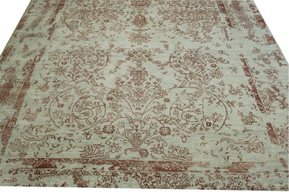 Transitional Abstract Broken Design Wool Hand Knotted Rug 10.0x14.0 -w20165