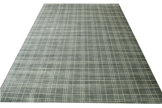Modern Lines Design Wool Hand Loom Rug 10.0x13.10 -w2132