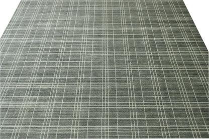 Modern Lines Design Wool Hand Loom Rug 10.0x13.10 -w2132