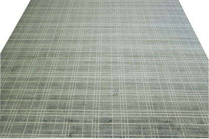 Modern Lines Design Wool Hand Loom Rug 10.0x13.10 -w2132