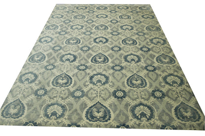 Tribal Ikat Wool Hand Knotted Rug 10.0x13.9 -b-142