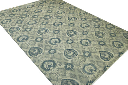 Tribal Ikat Wool Hand Knotted Rug 10.0x13.9 -b-142