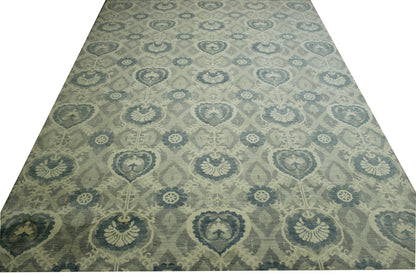 Tribal Ikat Wool Hand Knotted Rug 10.0x13.9 -b-142