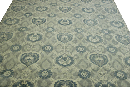 Tribal Ikat Wool Hand Knotted Rug 10.0x13.9 -b-142