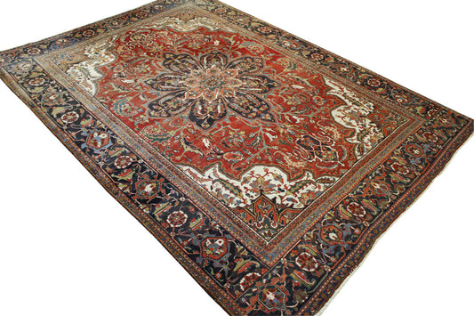 Tribal Antique Heriz Wool Hand Knotted Rug 9.6x13.6 -con-dav