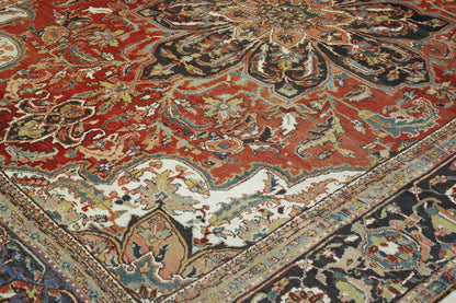 Tribal Antique Heriz Wool Hand Knotted Rug 9.6x13.6 -con-dav