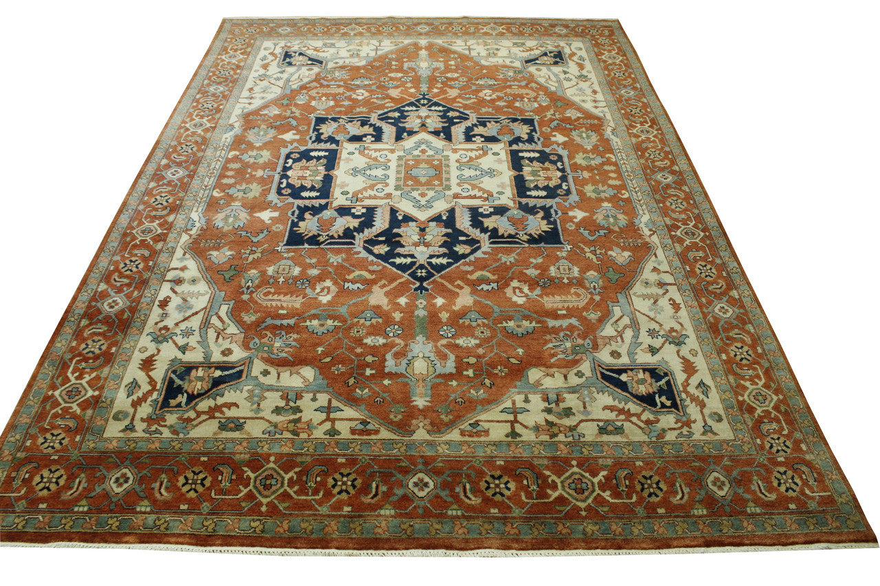 Tribal Heriz Wool Hand Knotted Rug 10.0x14.1 -w20116