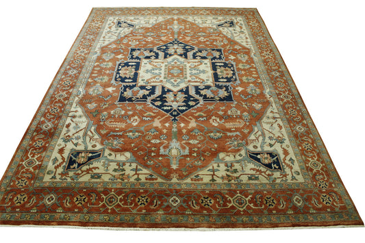 Tribal Heriz Wool Hand Knotted Rug 10.0x14.1 -w20116