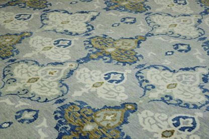 Modern Ikat Wool Hand Knotted Rug 10.2x14.0 -w2143