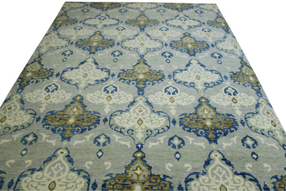 Modern Ikat Wool Hand Knotted Rug 10.2x14.0 -w2143