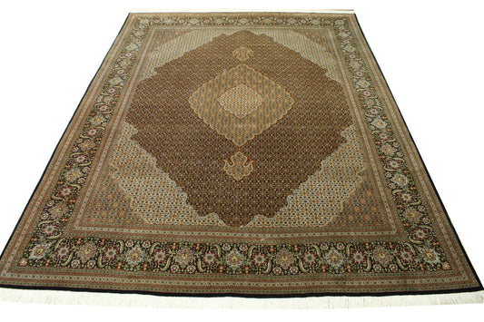 Traditional Mahi Tabriz Wool Hand Knotted Rug 10.0x13.0 -w3070