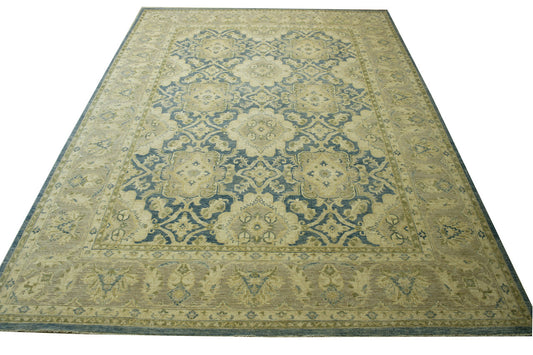 Oushak Whitewash Chobie Wool Hand Knotted Rug 10.2x14.0 -b-139