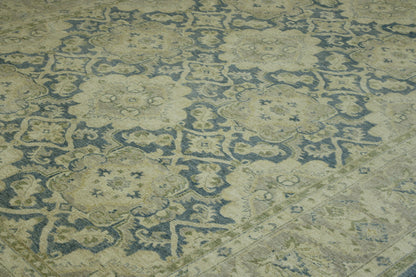 Oushak Whitewash Chobie Wool Hand Knotted Rug 10.2x14.0 -b-139