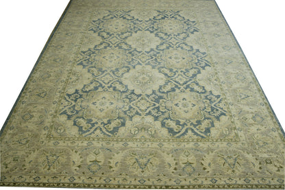 Oushak Whitewash Chobie Wool Hand Knotted Rug 10.2x14.0 -b-139